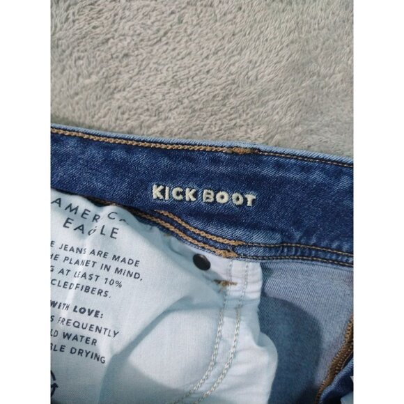 American Eagle Jeans Womens 16 Long Blue Denim Next Level Stretch Kick Boot - Picture 9 of 10